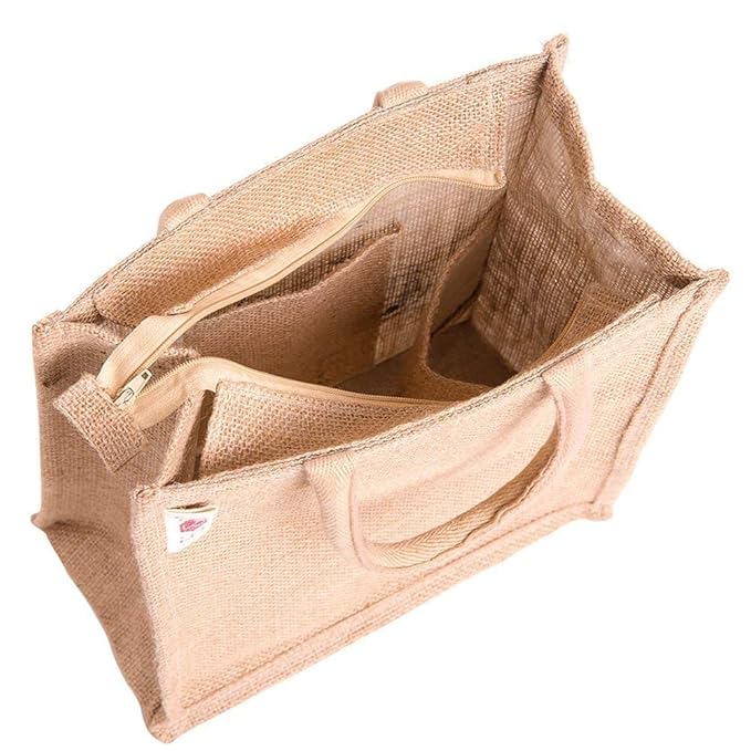 men's jute work tote tiffin bags with zip for lunch (medium size, print: dine 3, beige, size: 11x9x6 inch). men's jute work tote tiffin bags with zip for lunch (medium size, print: dine 3, beige, size: 11x9x6 inch).
