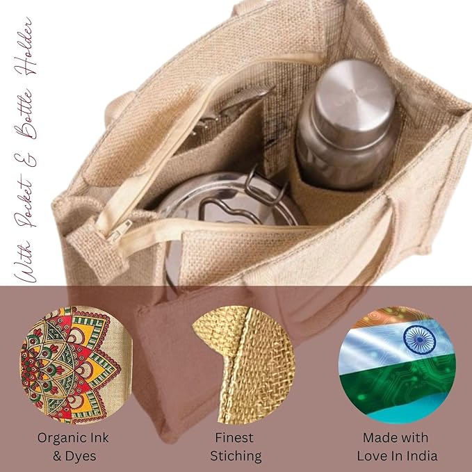 eco friendly jute fabric unique printed bag ideal for tiffin grocery fruitsvegetable with hard grip handle big reusable heavy quality bag zipper for men women eco friendly jute fabric unique printed bag ideal for tiffin grocery fruitsvegetable with hard grip handle big reusable heavy quality bag zipper for men women