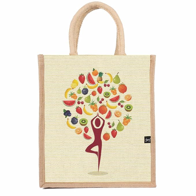 floral printed jute lunch bag for women & men | zip closure & padded handle | 12×14×5 in | tiffin office gym bag | hand printed eco friendly | return gift jute bag floral printed jute lunch bag for women & men | zip closure & padded handle | 12×14×5 in | tiffin office gym bag | hand printed eco friendly | return gift jute bag