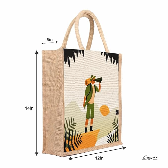 floral printed jute lunch bag for women & men | zip closure & padded handle | 12×14×5 in | tiffin office gym bag | hand printed eco friendly | return gift jute bag floral printed jute lunch bag for women & men | zip closure & padded handle | 12×14×5 in | tiffin office gym bag | hand printed eco friendly | return gift jute bag