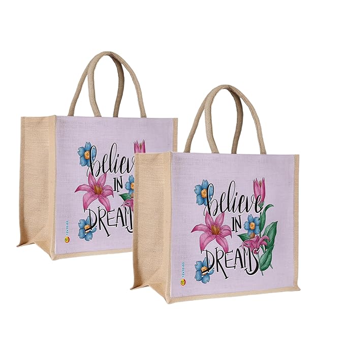 multicolor jute bag for women and men lunch bag with zip and handle (small) (pack of two) multicolor jute bag for women and men lunch bag with zip and handle (small) (pack of two)