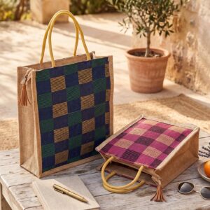 jute bags shopping bag eco friendly recyclable grocery bags set of 4 multipurpose jute bags in different sizes