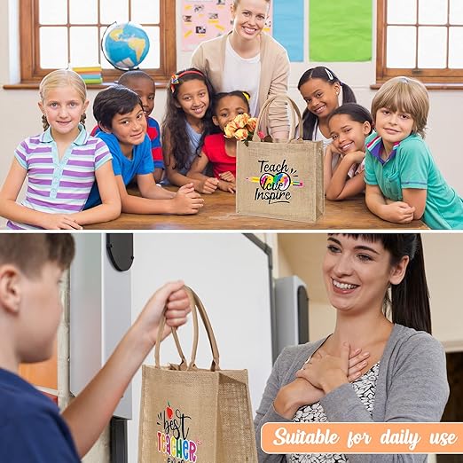 silkfly 4 pcs teacher appreciation gift jute teacher tote bag rainbow teacher gift for women christmas graduation retirement silkfly 4 pcs teacher appreciation gift jute teacher tote bag rainbow teacher gift for women christmas graduation retirement