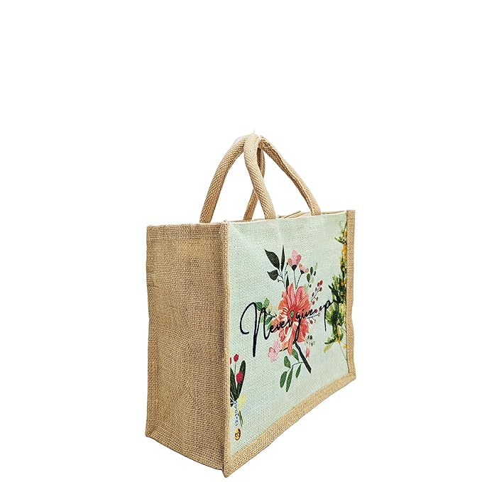 multicolor jute bag for women and men lunch bag with zip and handle (small) (pack of two) multicolor jute bag for women and men lunch bag with zip and handle (small) (pack of two)