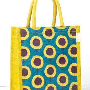 jute bags for lunch (blue, h: 11" x l: 10" x w: 6")
