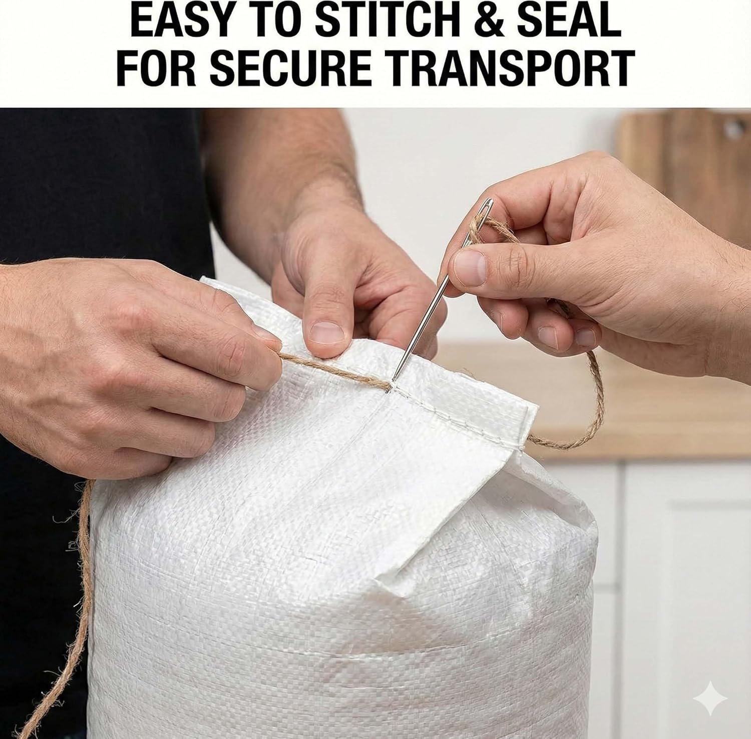 heavy duty woven sacks (50kg) complete packing kit with needles & jute rope white plastic gunny bag/bori/katta for house shifting (pack of 5 bags + 2 needles + 10 ropes) heavy duty woven sacks (50kg) complete packing kit with needles & jute rope white plastic gunny bag/bori/katta for house shifting (pack of 5 bags + 2 needles + 10 ropes)