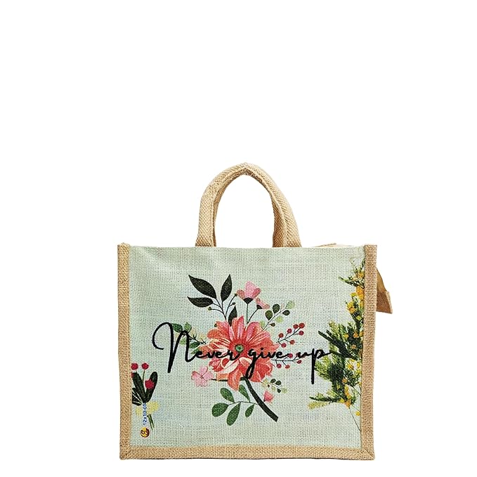 multicolor jute bag for women and men lunch bag with zip and handle (small) (pack of two) multicolor jute bag for women and men lunch bag with zip and handle (small) (pack of two)