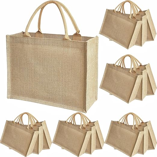 5 pcs jute handbag burlap tote bags travel holiday wedding bridesmaids welcome bags party holiday women's gifts handmade linen diy reusable beach sundries storage bag 15.2 x 12.2 x 6 inch 5 pcs jute handbag burlap tote bags travel holiday wedding bridesmaids welcome bags party holiday women's gifts handmade linen diy reusable beach sundries storage bag 15.2 x 12.2 x 6 inch