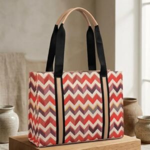 large tote office bags for women | jute hand bags for women stylish | ecofriendly tote for shopping travel beach | durable handles spacious interior (16 x 12 inch, large size)