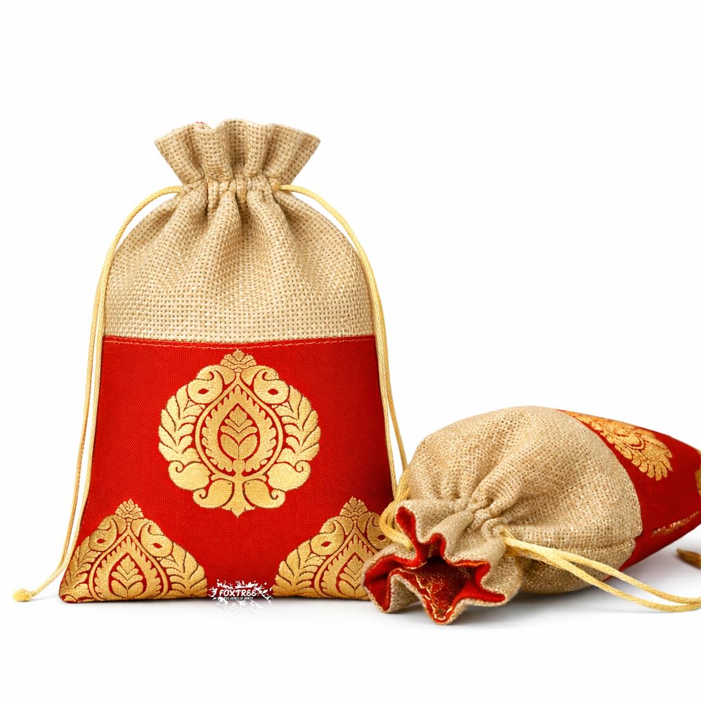 handcrafted ethnic jute potli bag for women | 18x12cm | small drawstring gift pouch for wedding, diwali, rakhi return favors | jewelry, coins, and dry fruit packaging handcrafted ethnic jute potli bag for women | 18x12cm | small drawstring gift pouch for wedding, diwali, rakhi return favors | jewelry, coins, and dry fruit packaging
