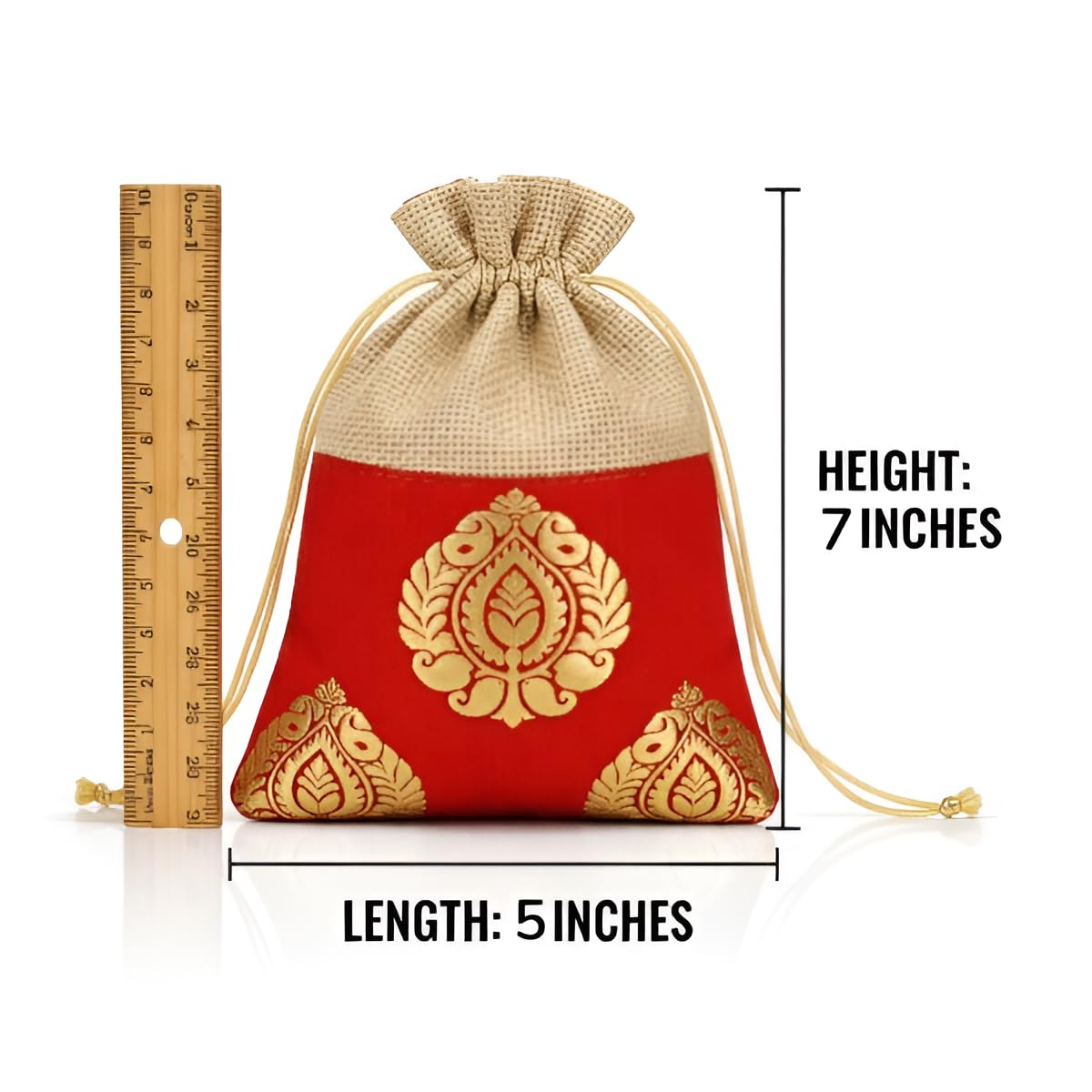 handcrafted ethnic jute potli bag for women | 18x12cm | small drawstring gift pouch for wedding, diwali, rakhi return favors | jewelry, coins, and dry fruit packaging handcrafted ethnic jute potli bag for women | 18x12cm | small drawstring gift pouch for wedding, diwali, rakhi return favors | jewelry, coins, and dry fruit packaging
