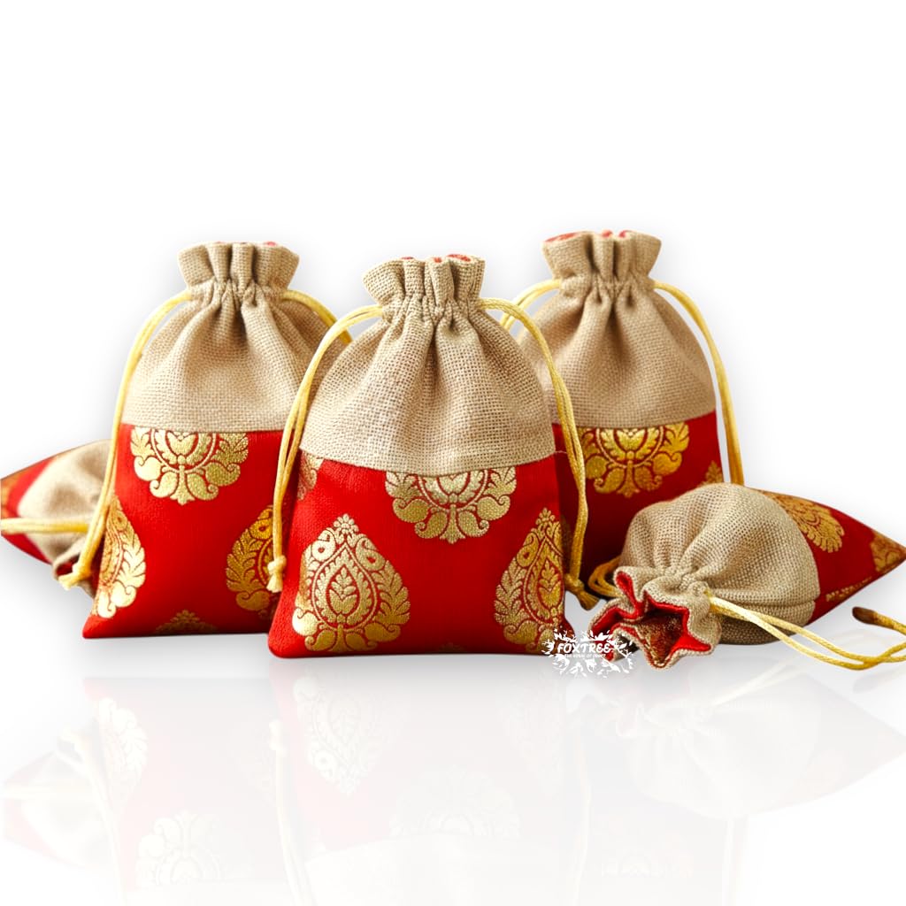 handcrafted ethnic jute potli bag for women | 18x12cm | small drawstring gift pouch for wedding, diwali, rakhi return favors | jewelry, coins, and dry fruit packaging handcrafted ethnic jute potli bag for women | 18x12cm | small drawstring gift pouch for wedding, diwali, rakhi return favors | jewelry, coins, and dry fruit packaging