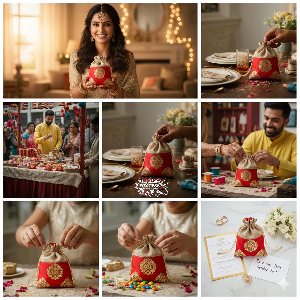 handcrafted ethnic jute potli bag for women | 18x12cm | small drawstring gift pouch for wedding, diwali, rakhi return favors | jewelry, coins, and dry fruit packaging handcrafted ethnic jute potli bag for women | 18x12cm | small drawstring gift pouch for wedding, diwali, rakhi return favors | jewelry, coins, and dry fruit packaging